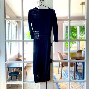 ASOS. bodycon dress. black. size 4. knit details.